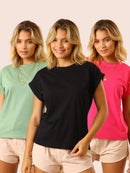 Kit 3 Camiseta Regata Muscle Tee Feminina Básica Soltinha Confortável