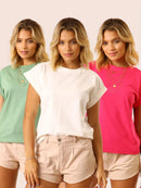 Kit 3 Camiseta Regata Muscle Tee Feminina Básica Soltinha Confortável